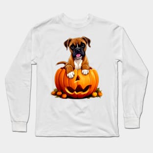 Boxer Dog inside Pumpkin #2 Long Sleeve T-Shirt